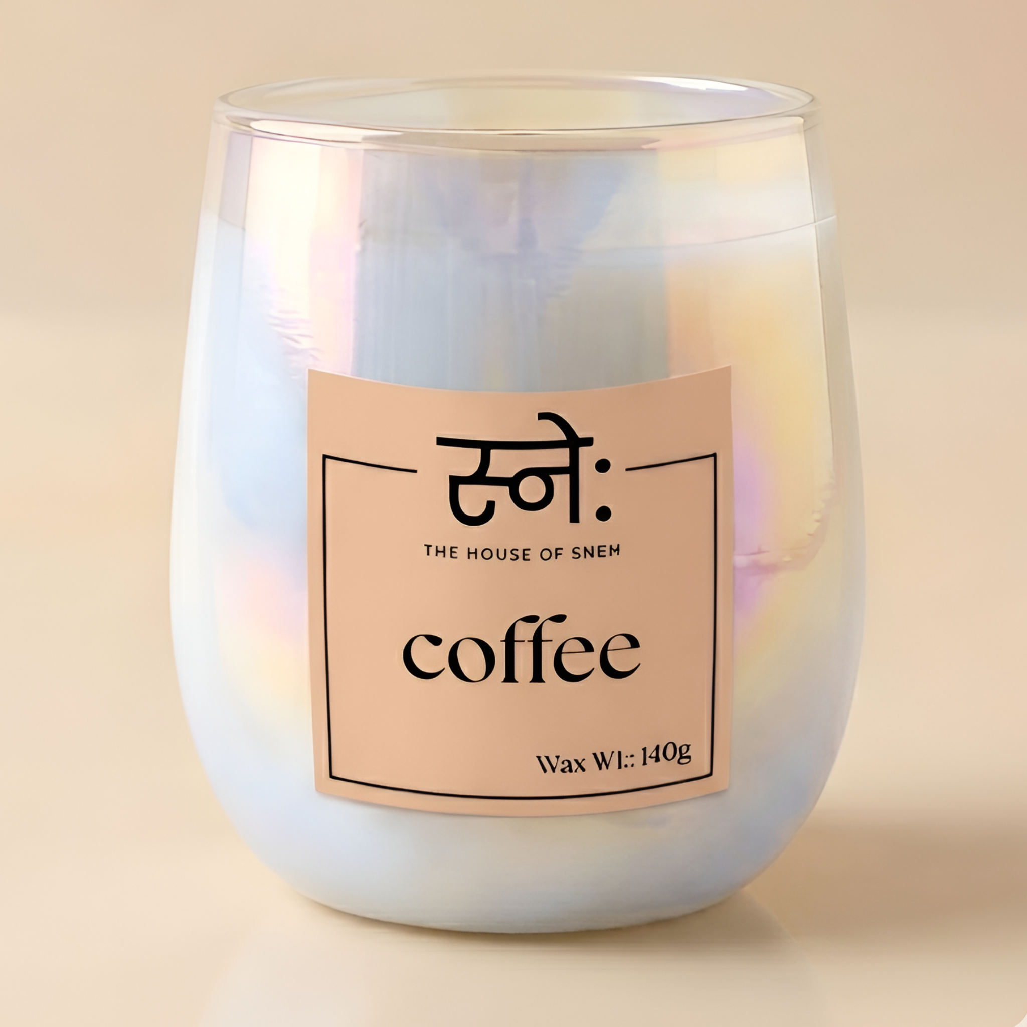 Coffee scented soy candle in glass vessel, The House of Sneh